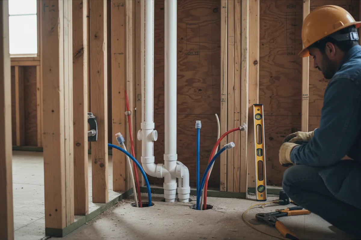 Drain and supply rough-in during Drain Cleaning in Marthasville